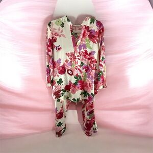 Natori Floral Print 2 pc Pajama Set, Red and Pink